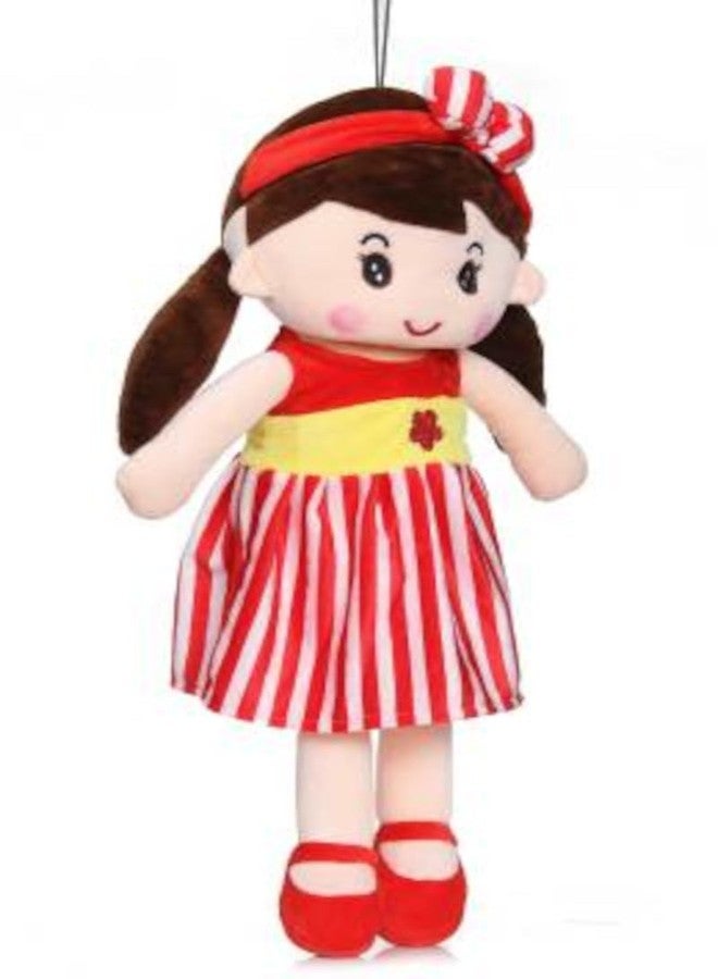 pikipo Soft Plush Doll for Girls, Red and White Striped Dress, 45 cm - Image 2
